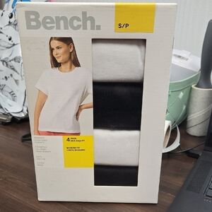 Bench Size S Black and White 4 Pack of Cotton Crew Neck T-Shirts